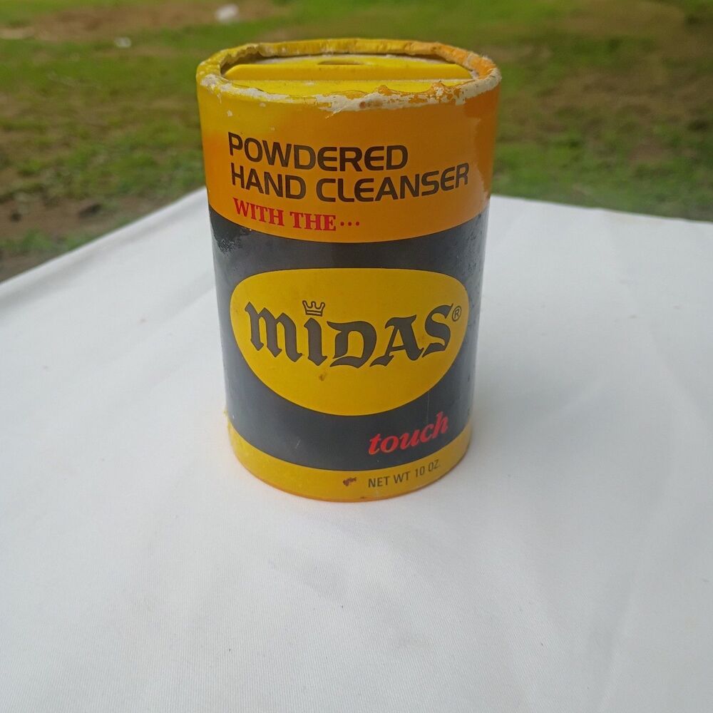 Vintage Midas Touch Powdered Hand Cleaner 10oz Mostly Full Man Cave Decor